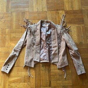 Suede leather Cowboy Western Jacket brown fringe M cropped